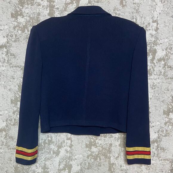 St. John Sportswear Crop Military Knit Jacket in Navy - Picture 2 of 6